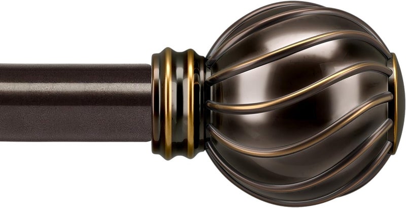 Lootkell Brown Curtain Rods for Windows 28 to 48 Inches Adjustable Length Heavy Duty 7/8" Diameter Window Curtain Rod with Decorative Finials for Outdoor Farmhouse Bedroom Kitchen Living Room - Image 1